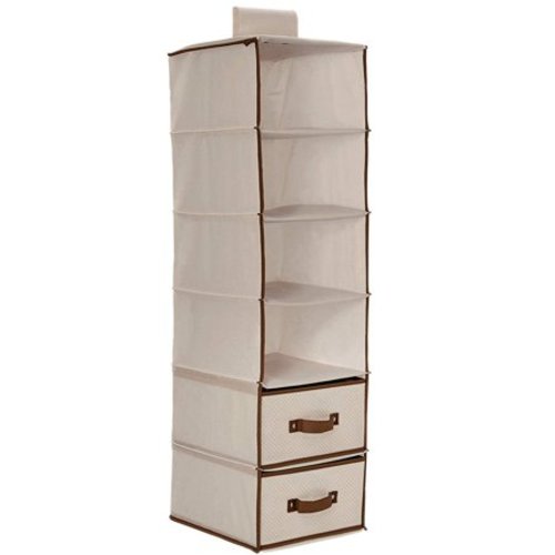 Delta Children 6-Shelf Hanging Storage Unit with 2 Drawers, Beige