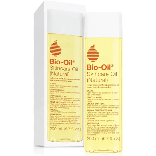 Bio-Oil Skincare Body Oil (Natural) Serum for Scars and Stretchmarks, Face and Body Moisturizer Hydrates Skin, with Organic Jojoba Oil and Vitamin E, For All Skin Types, 6.7 oz