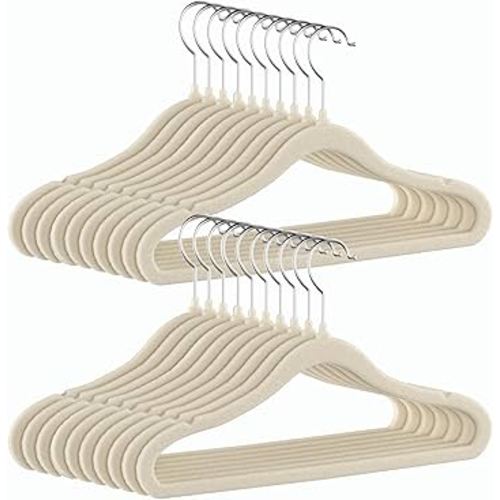 GoodtoU Kids Velvet Hangers Baby Hangers for Closet 20 Pack Non Slip Childrens Infant Hanger Beige
