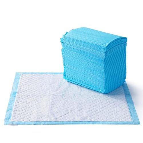 Amazon Basics Heavy Duty Dog and Puppy Pee Pads, 5-Layer Leak-Proof Ultra Absorbent, Quick-Dry Surface, Potty Training, Regular (24x23"), 80 Count, Blue & White