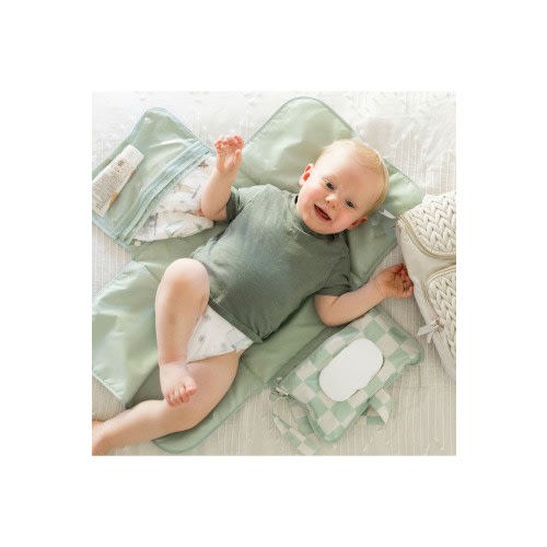 Portable/Foldable Waterproof Diaper Changing Pad with Smart Wipes Pocket