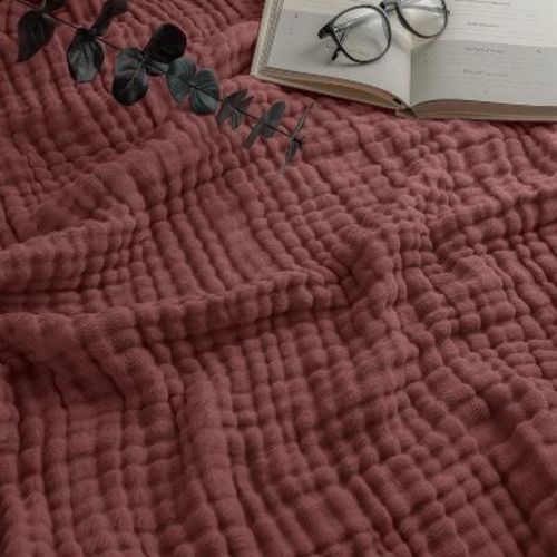 Muslin Cotton Blanket for Adults, Extra Large By Comfy Cubs, Throw 50" x 60" - Wine