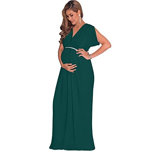 KOH KOH Womens 2026 Long Short Sleeve V-Neck Maternity Summer Flowy Gown Maxi Dress