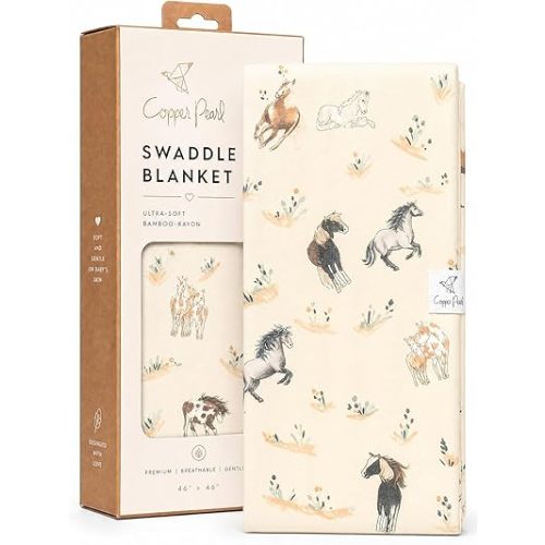 Copper Pearl Swaddle Blankets for Newborns | Soft Stretchy Receiving Blankets for Boys and Girls | Large 46 x 46 Inch Baby Blankets | Lightweight and Breathable Swaddles | Montana