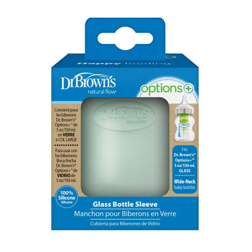 Dr. Brown's Options+ Wide-Neck Glass Bottle Sleeve, 100% Silicone, Mint, BPA Free, 5 oz, 1 Pack