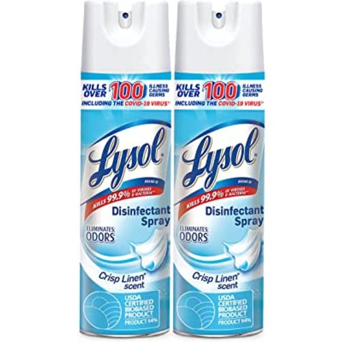 Lysol Disinfectant Spray, Sanitizing and Antibacterial Spray, For Disinfecting and Deodorizing, Crisp Linen, 19 Fl. Oz (Pack of 2)