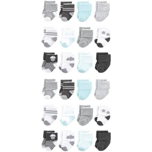 Hudson Baby Unisex Cotton Rich Baby Terry Socks 24-Pack