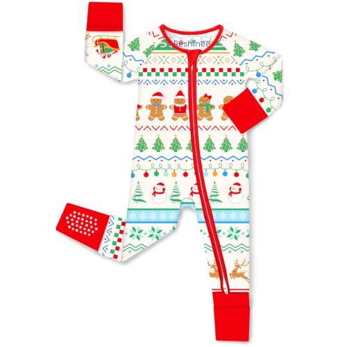 babee Reshinee Bamboo Viscose Baby Footie Pajama, Zipper Sleeper Boys Girls | Sleep & Play Romper with 2-Way Zipper, Fold-Over Mittens & Foot Cuffs with Grips, Tagless, Convertible, All-Season, 0-24M