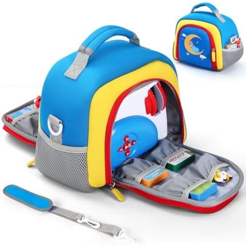 Portable Travel Organizer Carrying Case Compatible with Little Tikes Story Dream Machine Books Starter Set and Character (Blue)