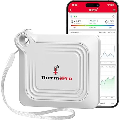 ThermoPro Bluetooth Thermometer Hygrometer, 260FT Range Temperature Sensor Greenhouse Thermometer, Remote App Control Temperature and Humidity Monitor with 2-Year Data Logging Export (TP351)