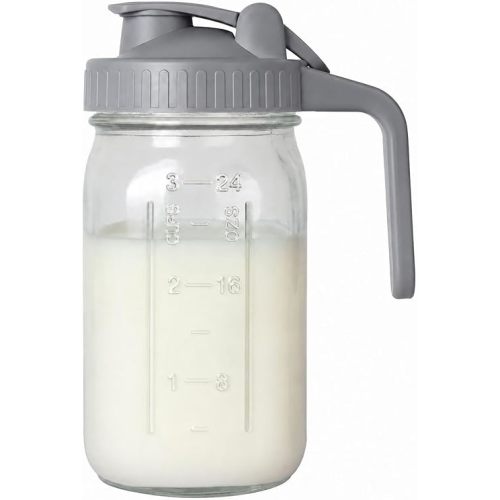 32 oz Breast Milk Pitcher, Glass Mason Jar Pitcher with Lid