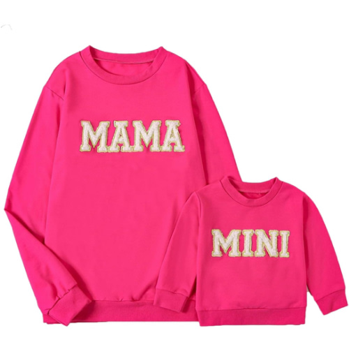Winioder Mommy and Me Matching Outfits Letter Print Crewneck Pullover Sweatshirt Long Sleeve Shirt Tops Baby Clothes