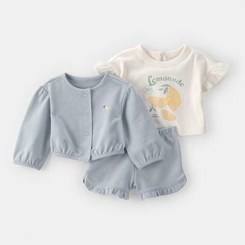 Baby Girl Carter's 3-Piece Ruffle Sleeve Top & Shorts Set