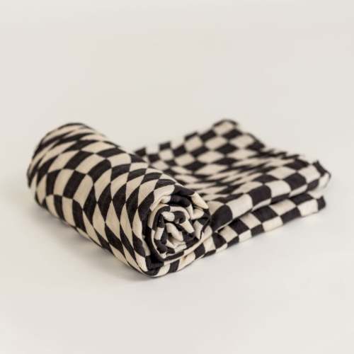B&W Wavy Checker Muslin Swaddle
