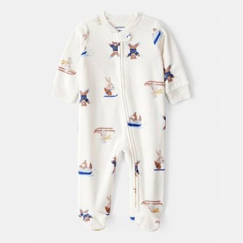 Baby Boy Carter’s One-Piece Animal Ski Print Loose Fit Long-Sleeve Sleep & Play Pajamas
