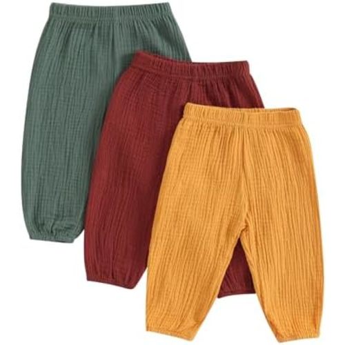 3 Pack Toddler Baby Boy Girl Solid Color Shorts Elastic Waist Casual Short Trousers Spring Summer Fall Short Pants