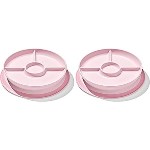 OXO Tot Stick and Stay Suction Divided Plate - Blossom (Pack of 2)