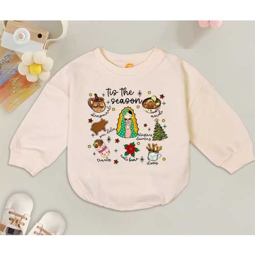 Tis the Season Christmas Baby Romper, God say I am Christmas, Tis The Season Concha, Mexican Christmas, My First Christmas Baby Clothes