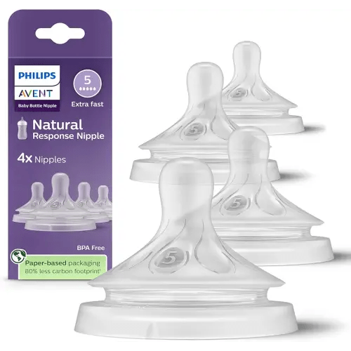 Philips Avent Natural Response Nipples, Extra Fast Flow (Flow 5), 4-Pack, SCY965/44