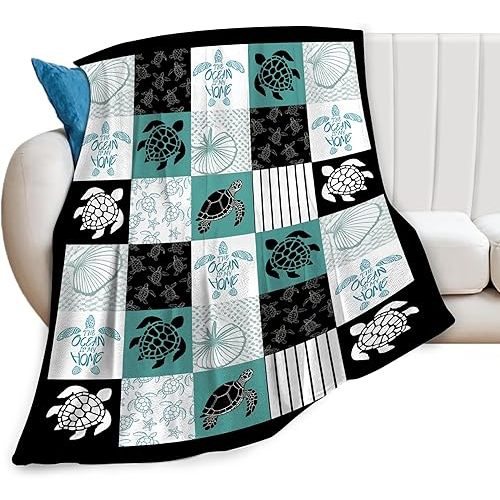 Sea Turtle Blanket Super Soft Warm Plush Cozy Turtle Fleece Throw Blanket for Women Girls Stuff Gifts for Kids Adults 50"X40"