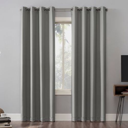 52"x54" Sun Zero 100% Blackout Oslo Theater Grade Grommet Curtain Panel Silver Gray: Indoor Solid Polyester