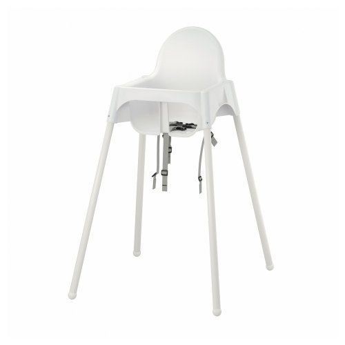 ANTILOP Highchair with safety belt - white/white