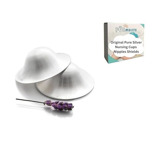 Silver Nursing Cups Nipple Cover Nipple Soother for Newborn Breastfeeding Moms, The Original 925 Silver Nursing Cups