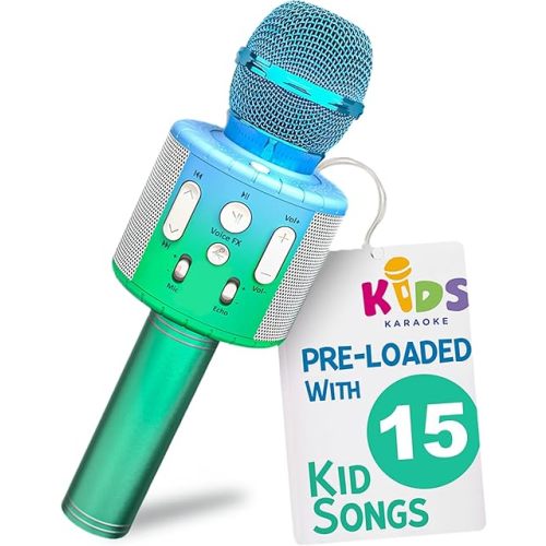Move2Play, Kids Karaoke Microphone | Includes Pre-Loaded Songs & Bluetooth | Kids Birthday Party Gift | Toy for All Ages 2, 3, 4, 5, 6+ Year Old Girls, Boys & Toddlers