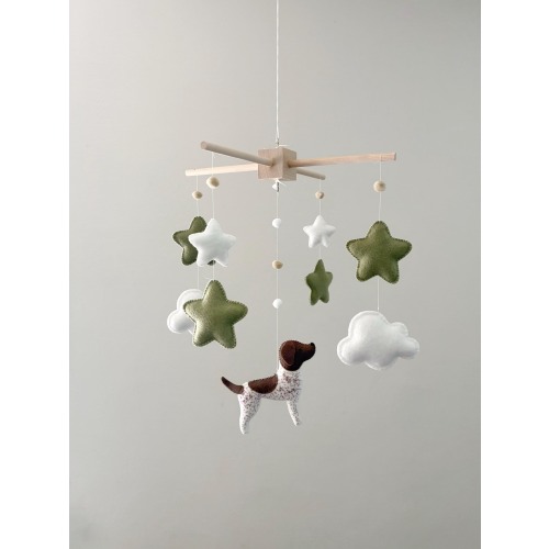 ** dark brown wood please -Dog Baby Mobile | Custom Dog Nursery Mobile | Personalized Pet Crib Mobile | Handmade Felt Puppy Mobile | German Shorthaired Pointer