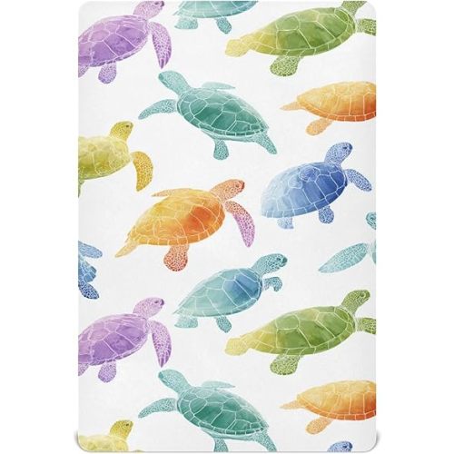 Colorful Sea Turtles Crib Sheets Soft Breathable Fitted Baby Crib Sheets Mattress Cover for Girls Boys, 52" x 28" x 9"