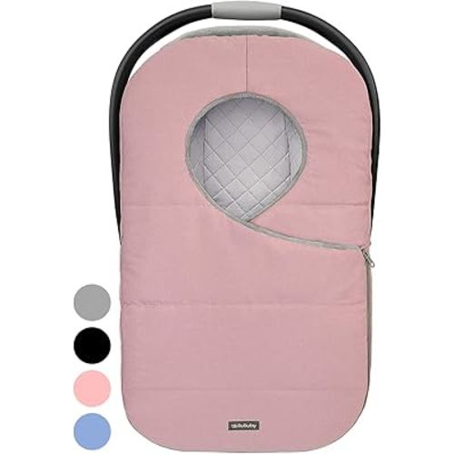Winter Carseat Cover for Baby | Infant Car Seat Cover Baby | Doona Accessories | Winter Car Seat Canopy for Boys & Girls | New Born Essentials Must Haves for Cold Weather | Warm & Thick Fleece (Pink)