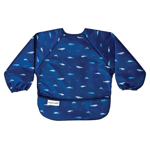 Tiny Twinkle Long Sleeve Bib for Babies & Toddlers | Waterproof Smock Bib for Eating | Machine Washable & Mess-Proof Feeding Essentials | Newborn Shower Gift (Ocean Life, 6–24M)