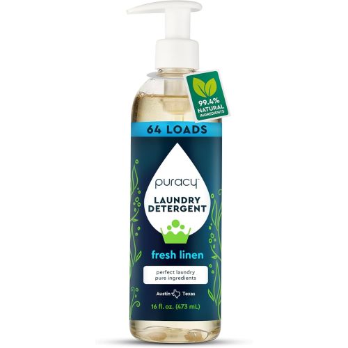 Puracy Laundry Detergent - Enzyme-Powered Liquid Laundry Detergent Concentrate, Natural Laundry Detergent Seen on TikTok, Non-Toxic (Fresh Linen, 16 fl oz, 64 Loads)