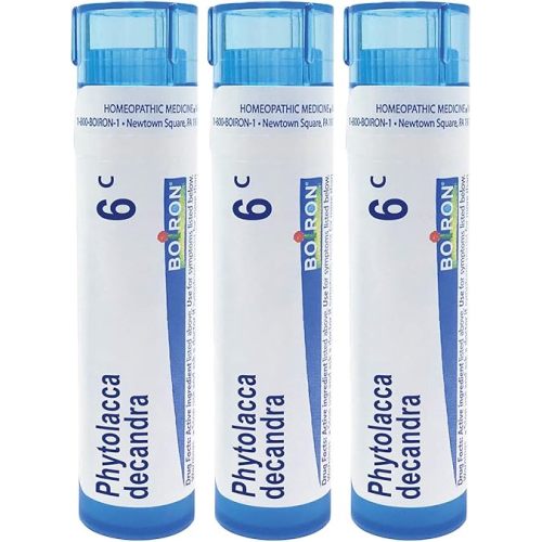 Boiron Phytolacca Decandra 6c Homeopathic Medicine for Sore Throat Pain Radiating to The Ears - Pack of 3 (240 Pellets)