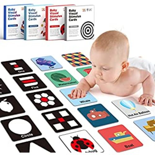 beiens High Contrast Baby Flashcard, 80 PCs 160 Page Black White Colorful Visual Stimulation Learning Activity Card for Babies Ages 0-3-6-12-36 Months, 5.5'' x 5.5'' Newborn Infants Toys Gift