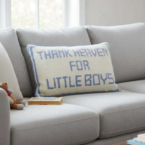 Thank Heaven For Little Boys - Embroidered Pillow - 17-1/2-in