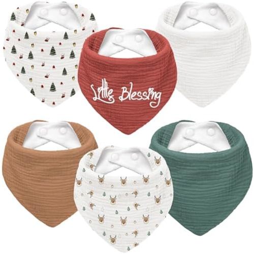 Susurration Muslin Baby Drool Bibs 10Pack Soft Triangular Adjustable Bandana Bibs for Unisex Baby Girls & Boys