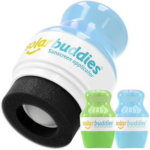 Solar Buddies Sunscreen Applicator - Full Green & Blue Duo- BPA-Free Refillable Roll on Sponge Sunscreen,Suncream & Lotion Applicator For Kids,Adults & Families Holds 3.4fl oz,Perfect Size for Travel