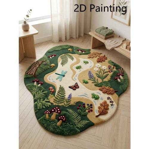 Whimsical Forest Shaped Carpet, Cartoon Cute Style, Adorable Decorative Floor Mat, Cute Gaming Mat, Decorative Carpet, Bedroom Decor, Living Room Carpet, Home Decor, Carpet, Home Decoration, Outdoor Carpet, Washable Carpet, Graduation Gift
