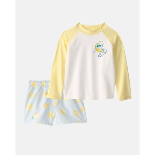 Toddler Boy 2-Piece Lemon Rashguard & Swim Trunk Set - Yellow/Blue/White | Carter's