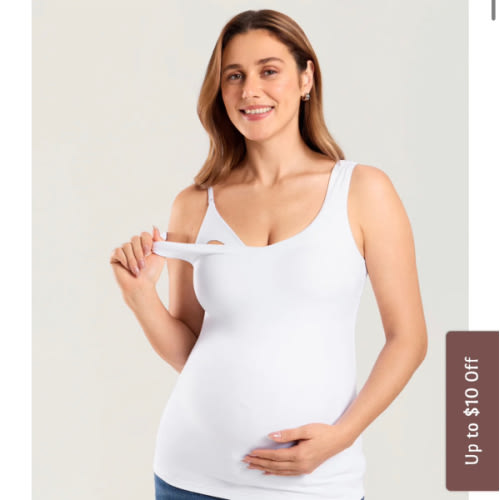 Natrelax® Nursing Tank Top - White, size S