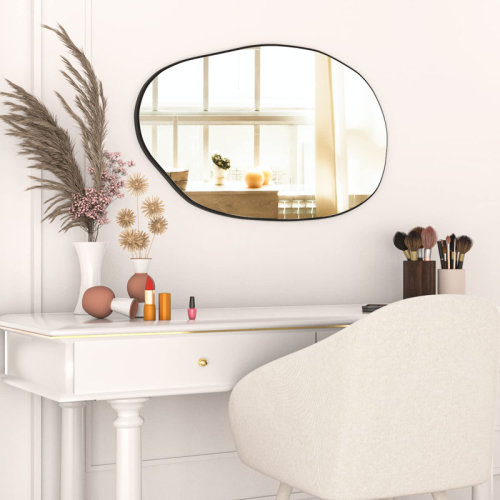 Wrought Studio™ Denzelle Irregular Wall Mirror, Large and Asymmetric Wall Decoration Mirror with Modern Wooden Frame & Reviews | Wayfair