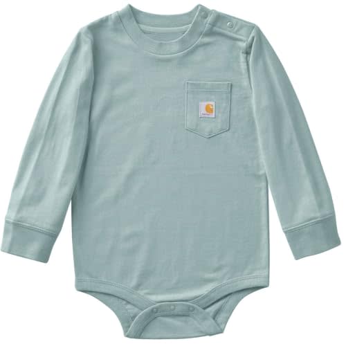 Carhartt Unisex Baby Long-Sleeve Bodysuit | Boys' & Girls' Long-Sleeve Bodysuit | 100% Cotton Jersey | Carhartt Chest Pocket | Tagless Neck Label