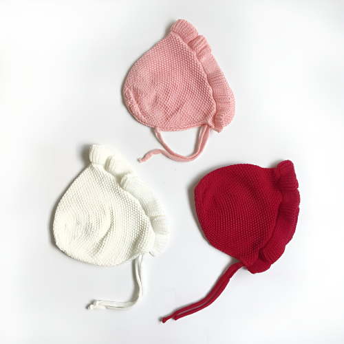 TELOLY 3 Pack Toddler Girl Lovely Flounce Knit Hats Baby Bonnets Newborn Baby Hats Ultra Soft Adjustable Hats for 0-12 Months