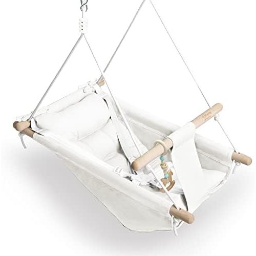 Baby Swing Indoor Outdoor,Canvas Toddler Swing,White