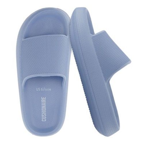 CUSHIONAIRE Feather Slides – Comfortable Cloud Cushion House Slippers for Women, Indoor Outdoor EVA Foam Foot Spa Shower Shoes - Blue 7