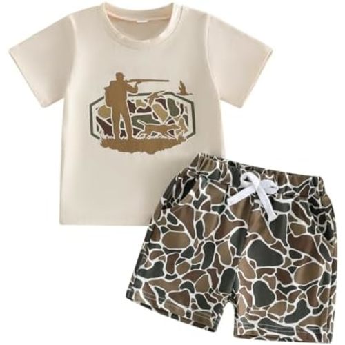 Toddler Baby Boy Clothes 6 12 18 24 Months Summer Outfit Short Sleeve T-Shirt Tops Camo Shorts Set 2T 3T 4T