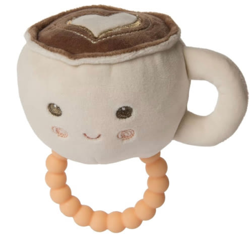 Mary Meyer Sweet Soothie Soft Baby Rattle with Teether Ring, Latte