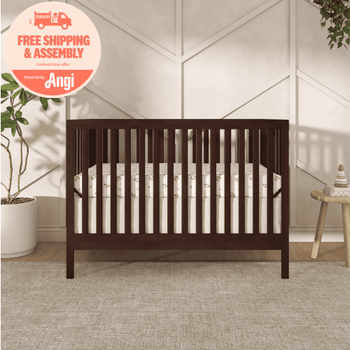 Dream On Me Synergy MOD 5-in-1 Convertible Crib, Converts from Baby Crib to Toddler Bed, Day Bed, Kids Bed and Full Size Bed, Three Adjustable Mattress Height Positions, Espresso
