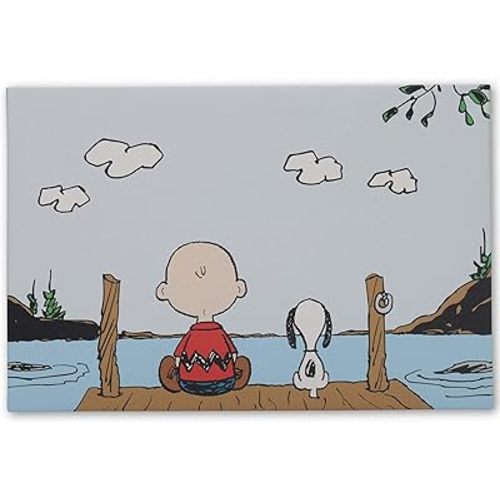 Peanuts Charlie Brown and Snoopy On Dock Gallery Wrapped Canvas Wall Art